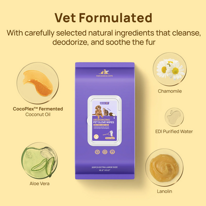 HICC Pet® Deodorizing Pet Glove Wipes For Dogs